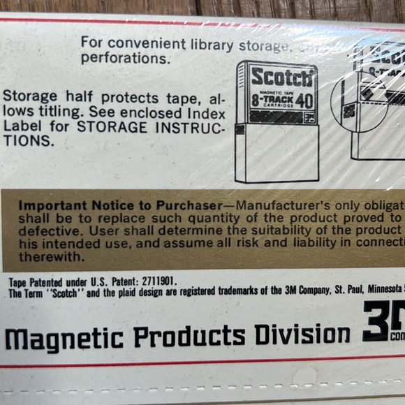 NEW SEALED SCOTCH MAGNETIC TAPE 8-Track Cartridge 80 Minutes Recording Time - Picture 7 of 16